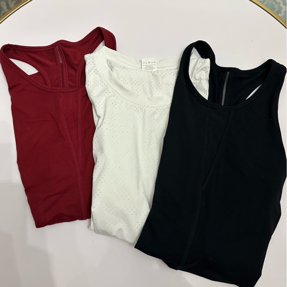 LOT of 3 Zyia Active tank tops XL black white maroon